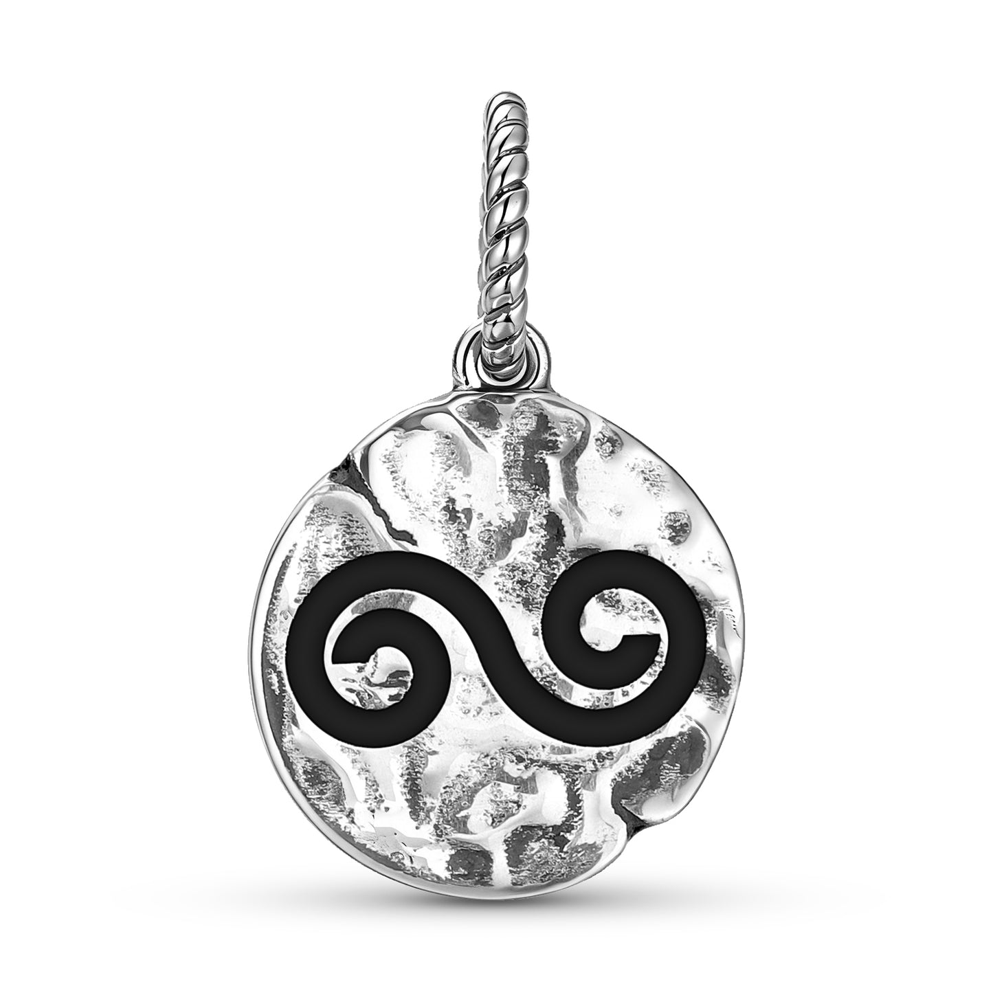 Celtic Double Spiral Symbol Dangle Charm – 925 Sterling Silver