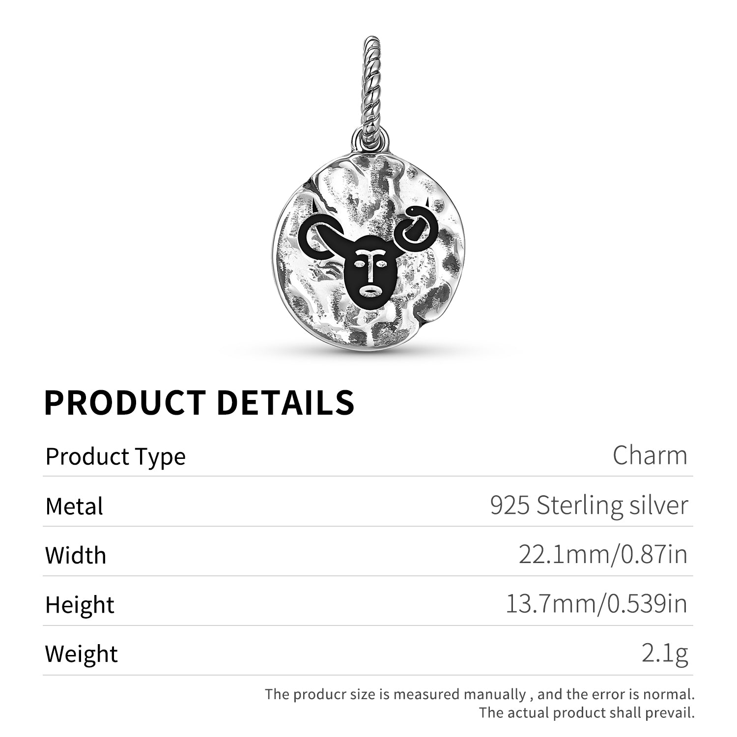 Celtic Cernunnos Dangle Charm – 925 Sterling Silver – view 3