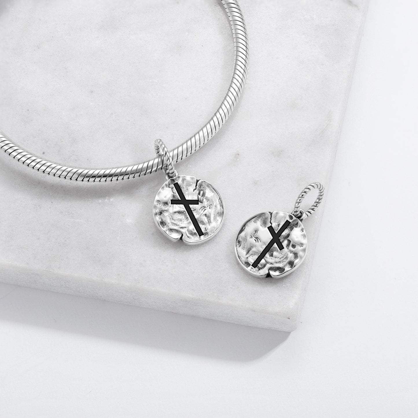 Norse Runes Naudhiz Symbol Dangle Charm – 925 Sterling Silver – view 2