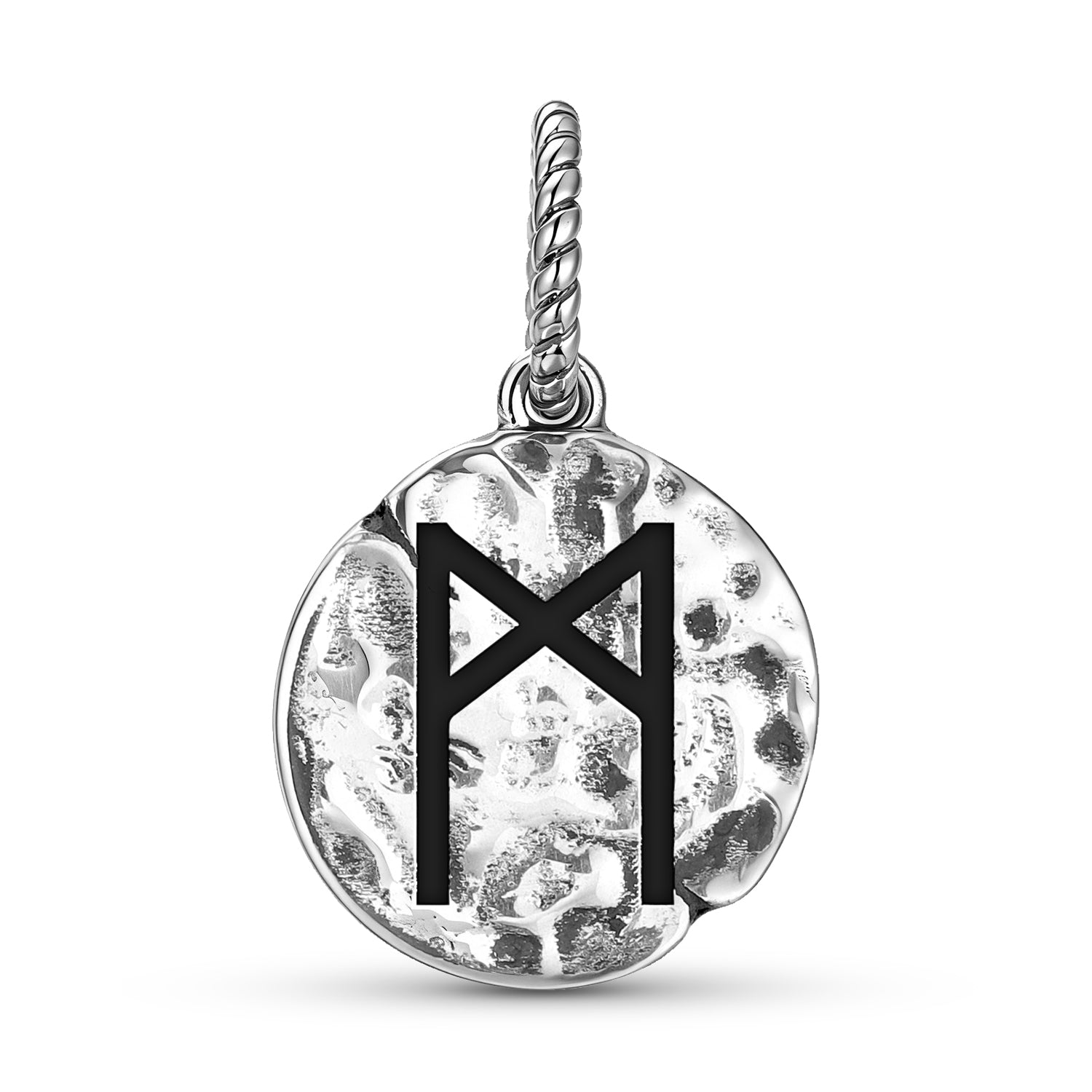 Norse Runes Mannaz Symbol Dangle Charm – 925 Sterling Silver
