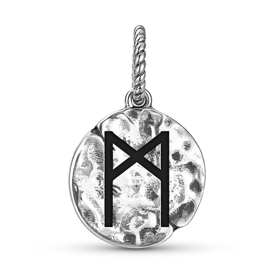 Norse Runes Mannaz Symbol Dangle Charm – 925 Sterling Silver