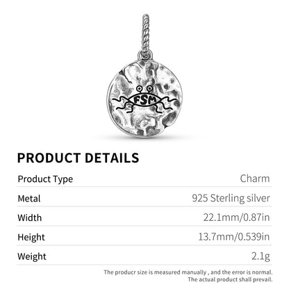 Charm Flying Spaghetti Monsterism Pastafarianism Dangle Charm – 925 Silver – view 3
