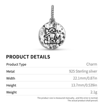 Mayan Fire Dance Symbol Dangle Charm – 925 Sterling Silver – view 3