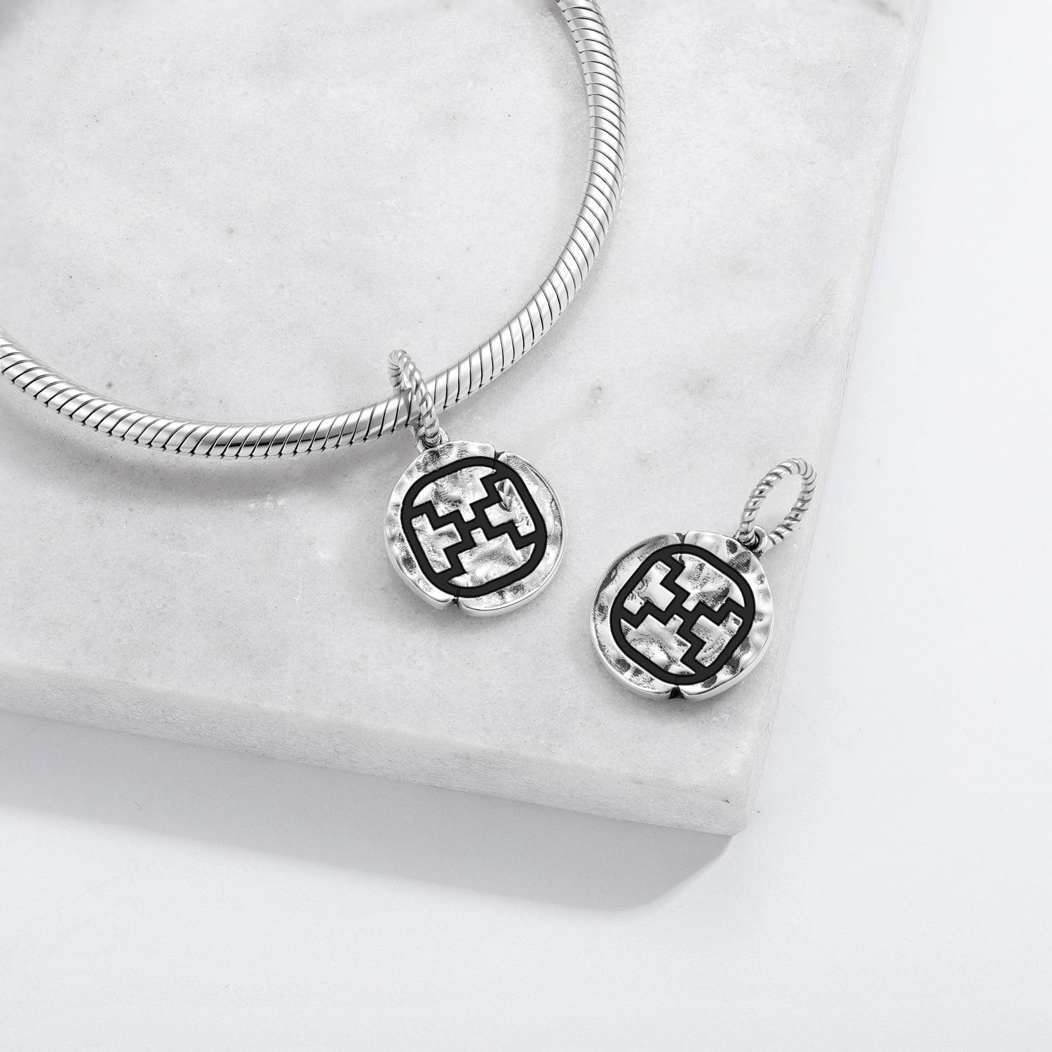 Mayan Etznab Symbol Dangle Charm – 925 Sterling Silver – view 2
