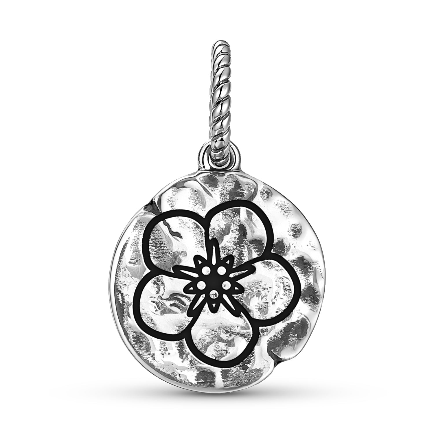 Flowers Forget Me Not Symbol Dangle Charm – 925 Sterling Silver