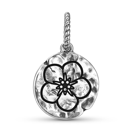 Flowers Forget Me Not Symbol Dangle Charm – 925 Sterling Silver