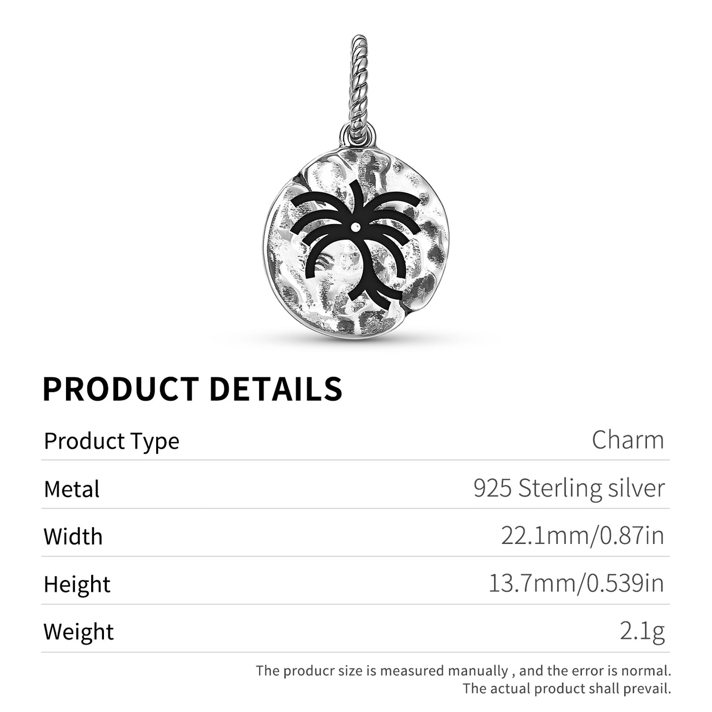 Abe Dua Symbol Dangle Charm – 925 Sterling Silver – view 3