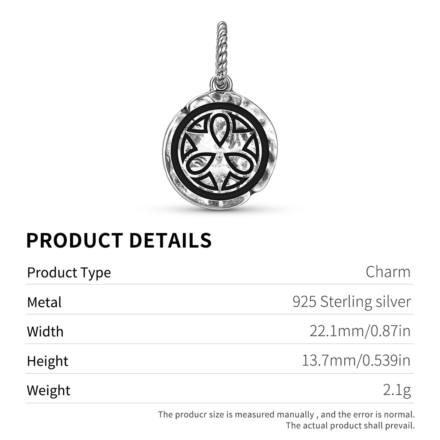 Japanese Hanbei Symbol Dangle Charm – 925 Sterling Silver – view 3