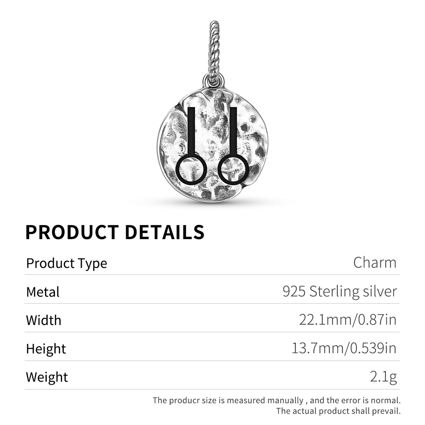 Native Rock Art Observation Symbol Dangle Charm – 925 Sterling Silver – view 3