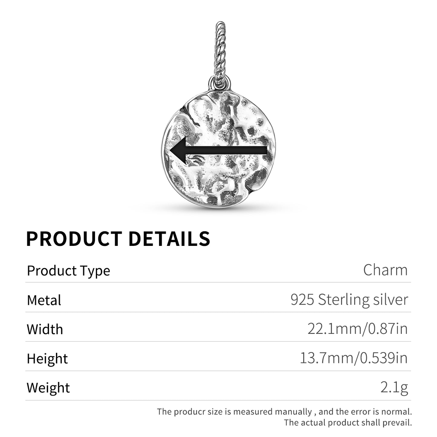 Native Rock Art Wish Realization Symbol Dangle Charm – 925 Sterling Silver – view 3
