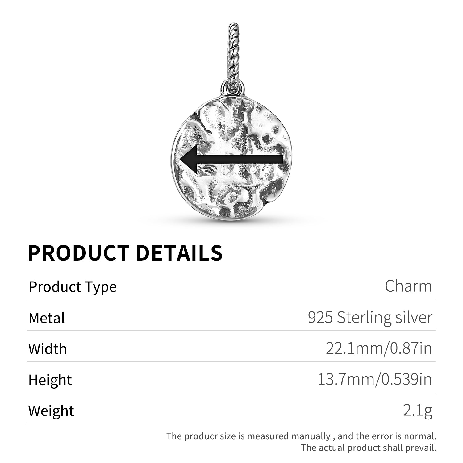 Native Rock Art Wish Realization Symbol Dangle Charm – 925 Sterling Silver – view 3