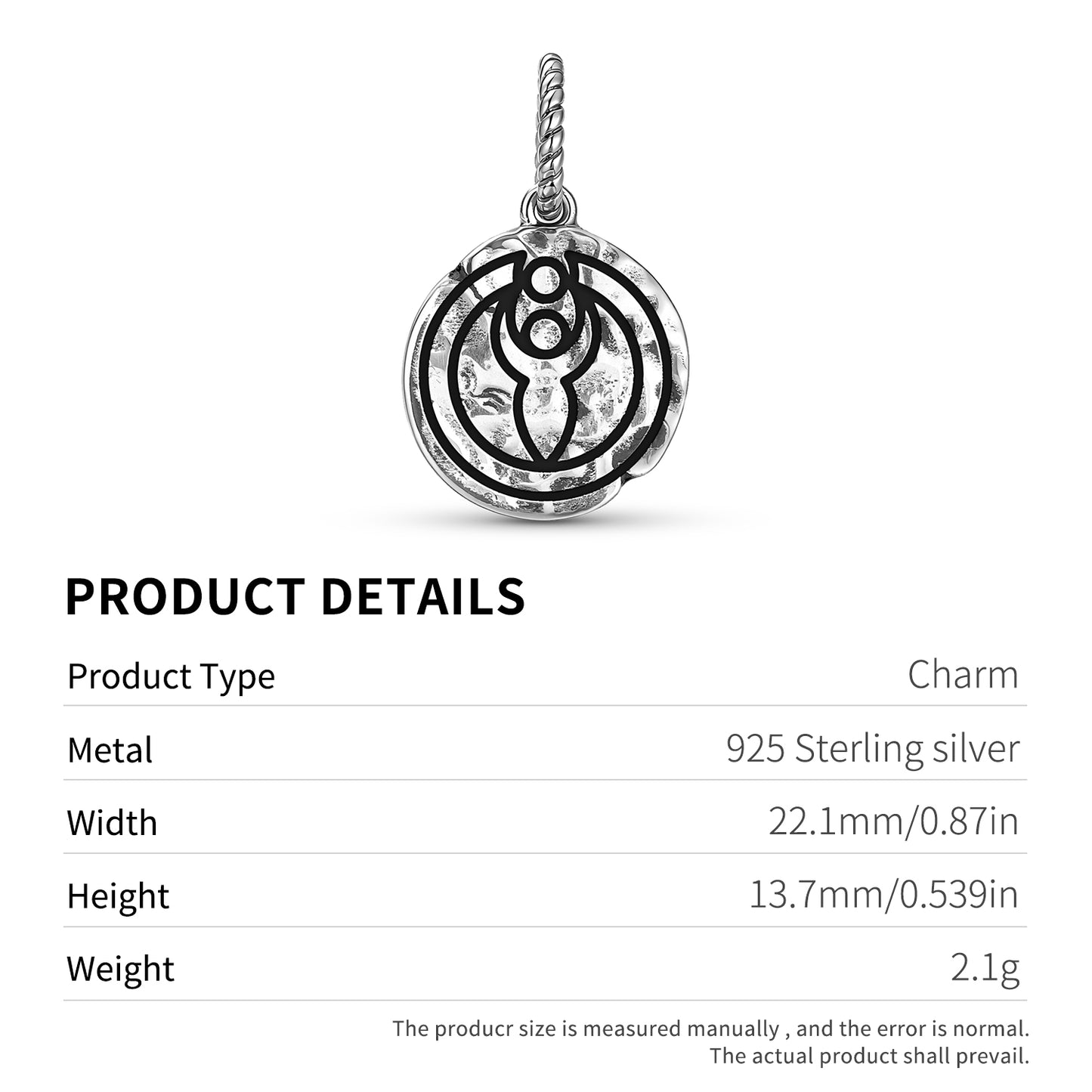 Crop Circles Goddess Isis Symbol Dangle Charm – 925 Sterling Silver – view 3