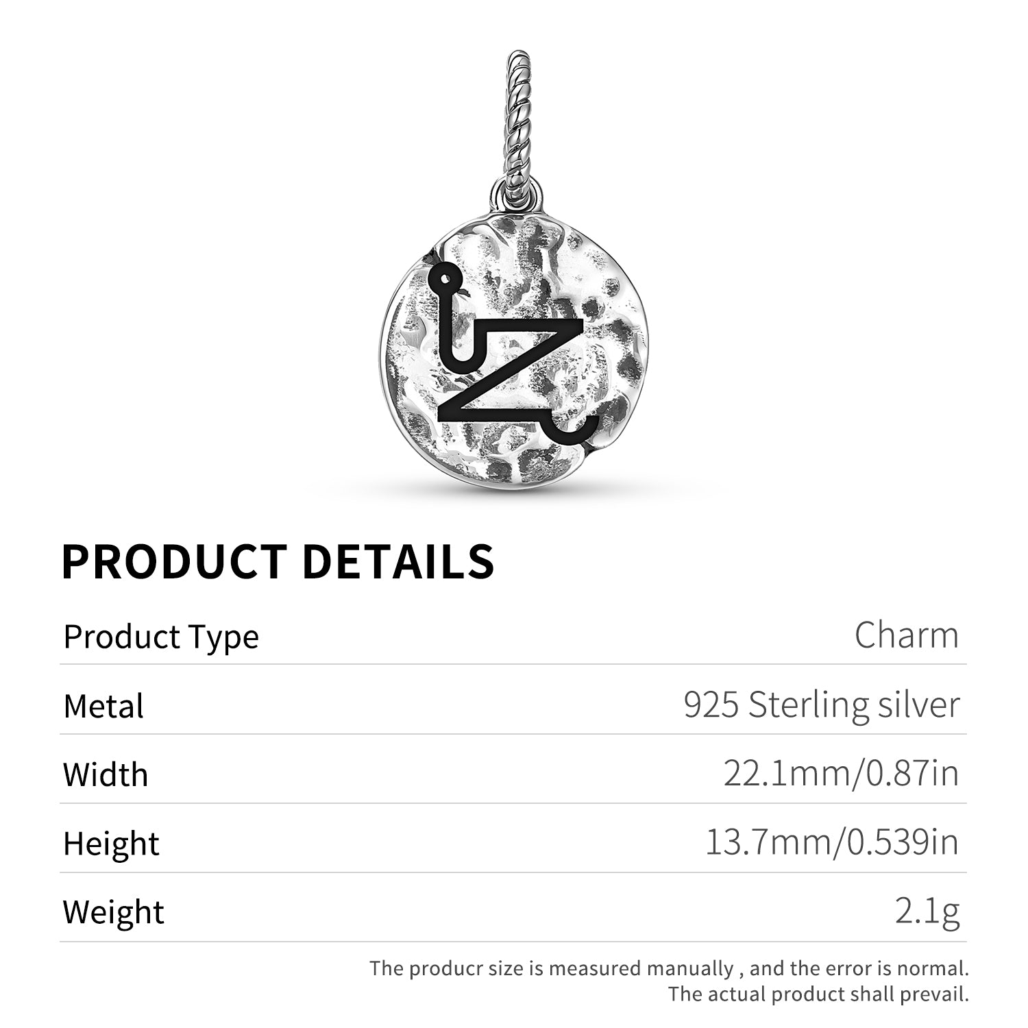 Angels VEHUEL Symbol Dangle Charm – 925 Sterling Silver – view 3