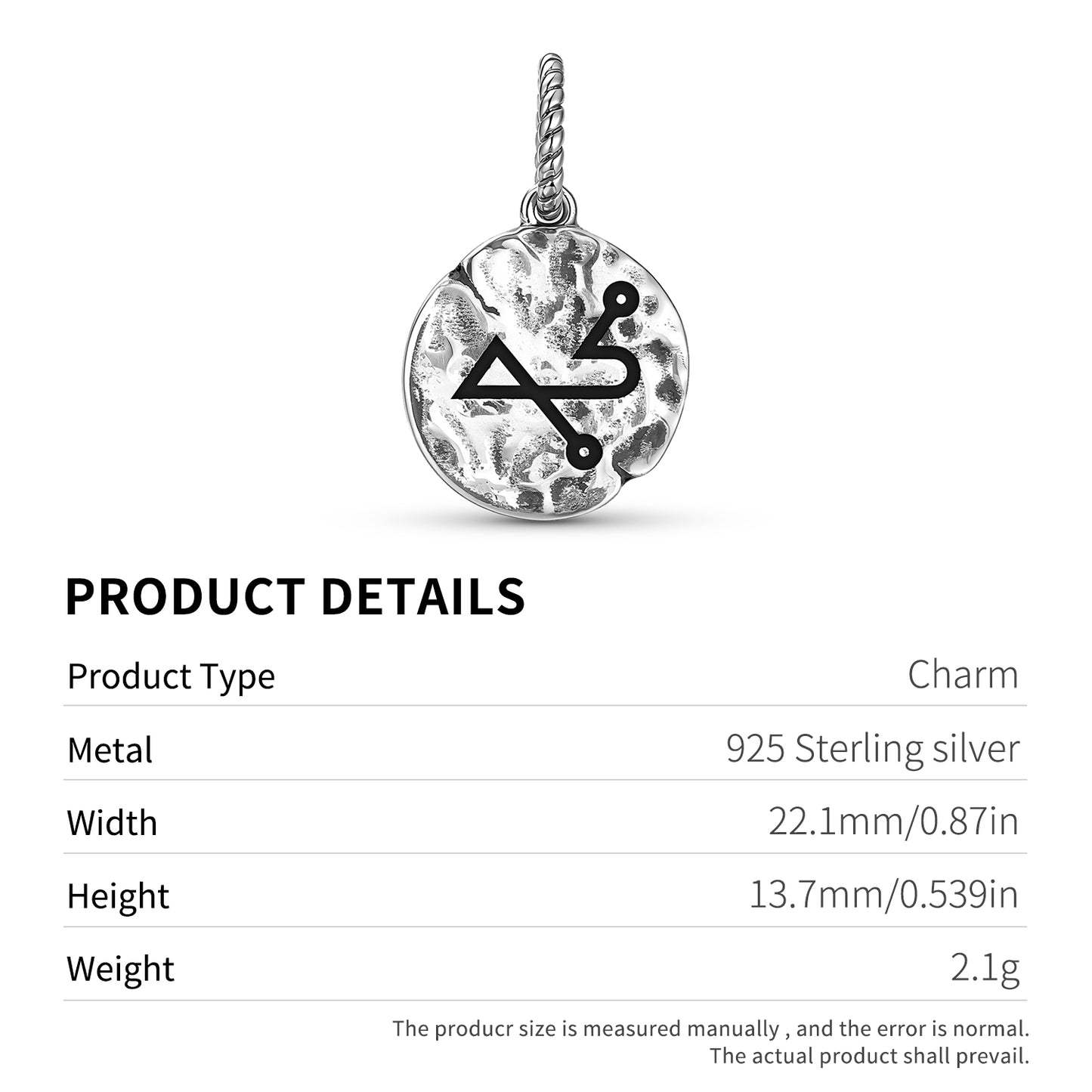 Angels ELEMIAH Symbol Dangle Charm – 925 Sterling Silver – view 3