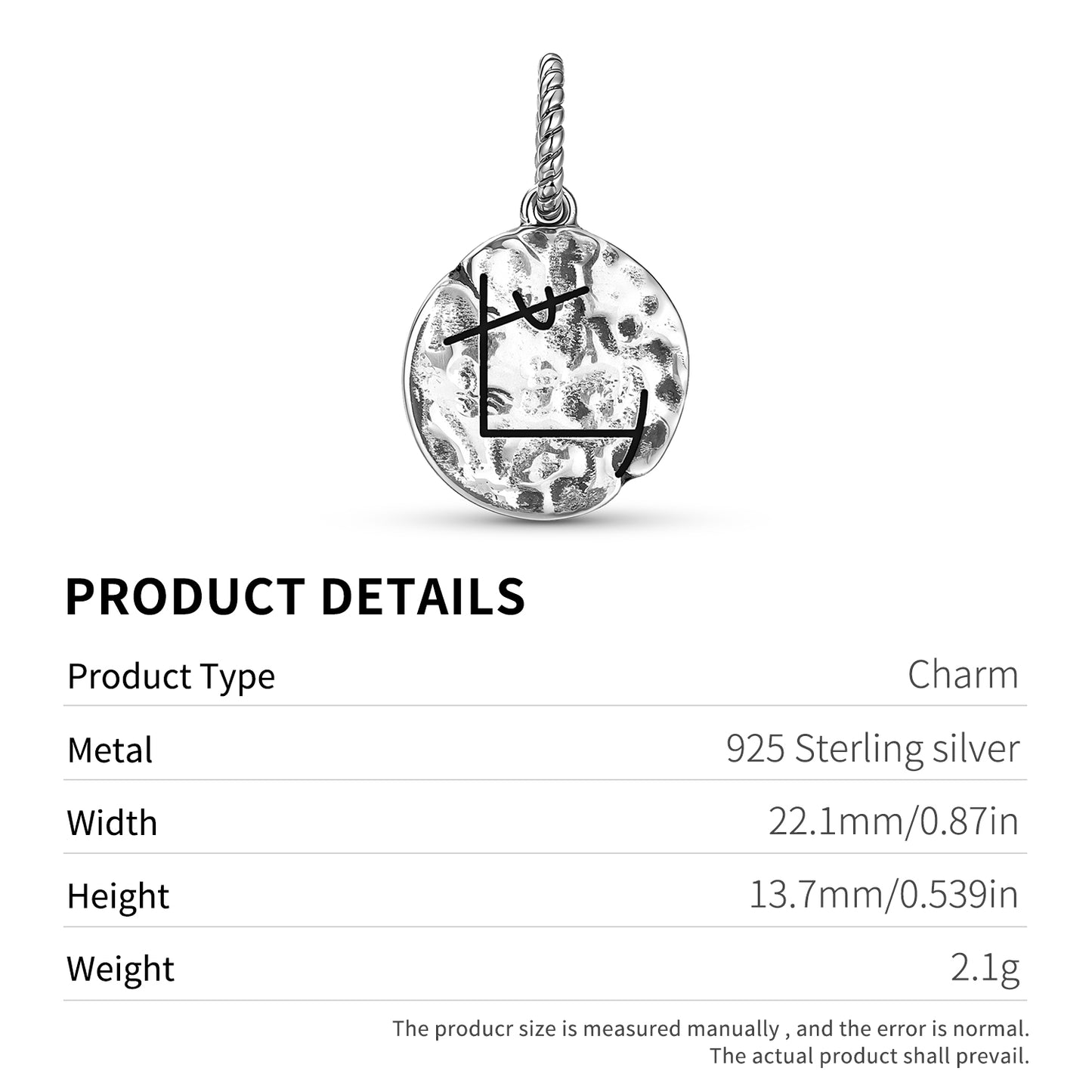 YOSHI TE Symbol Dangle Charm – 925 Sterling Silver – view 3