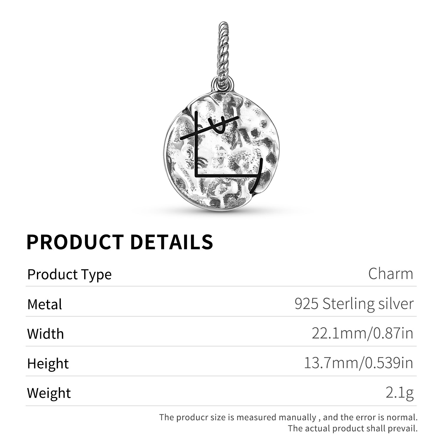 YOSHI TE Symbol Dangle Charm – 925 Sterling Silver – view 3
