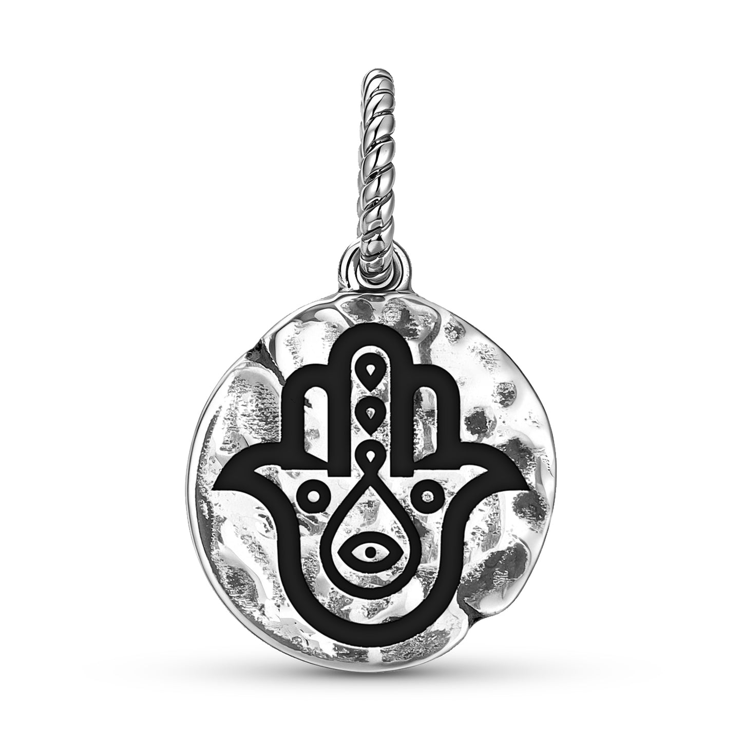 Hindu Hamsa Hand Dangle Charm – 925 Sterling Silver