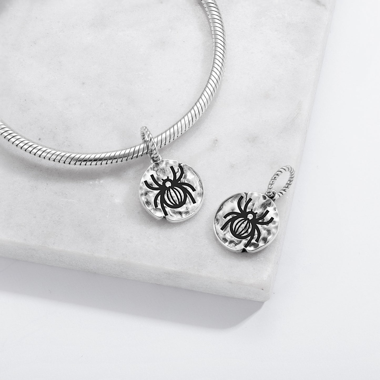 Animal SPIDER Symbol Dangle Charm – 925 Sterling Silver – view 2