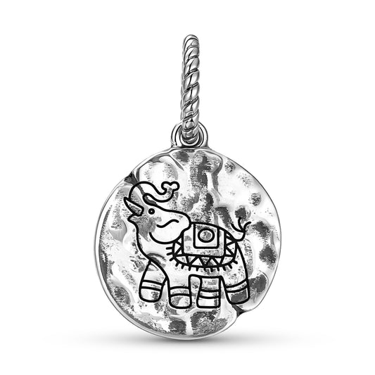 The Elephant Symbol Dangle Charm – 925 Sterling Silver