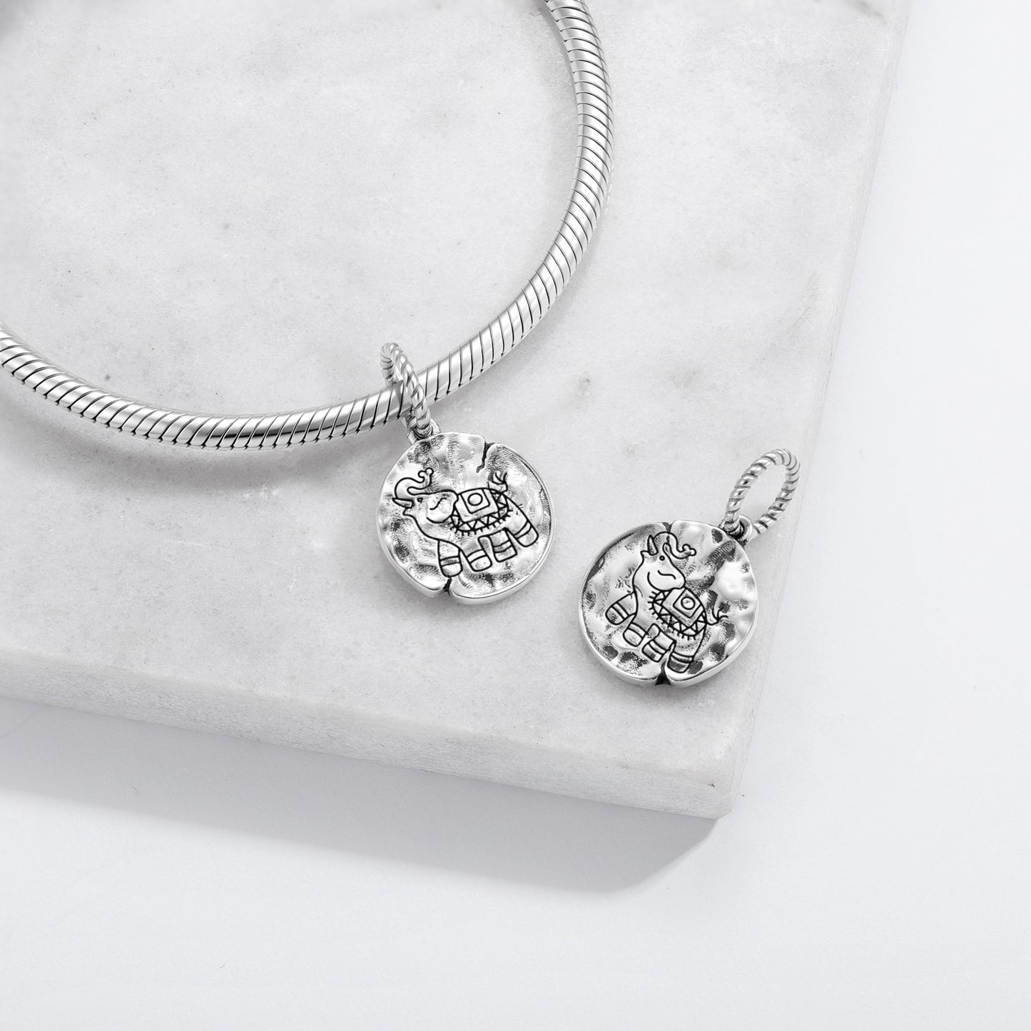 The Elephant Symbol Dangle Charm – 925 Sterling Silver – view 2