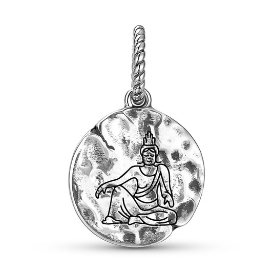 Buddhist Gods Guanyin Symbol Dangle Charm – 925 Sterling Silver