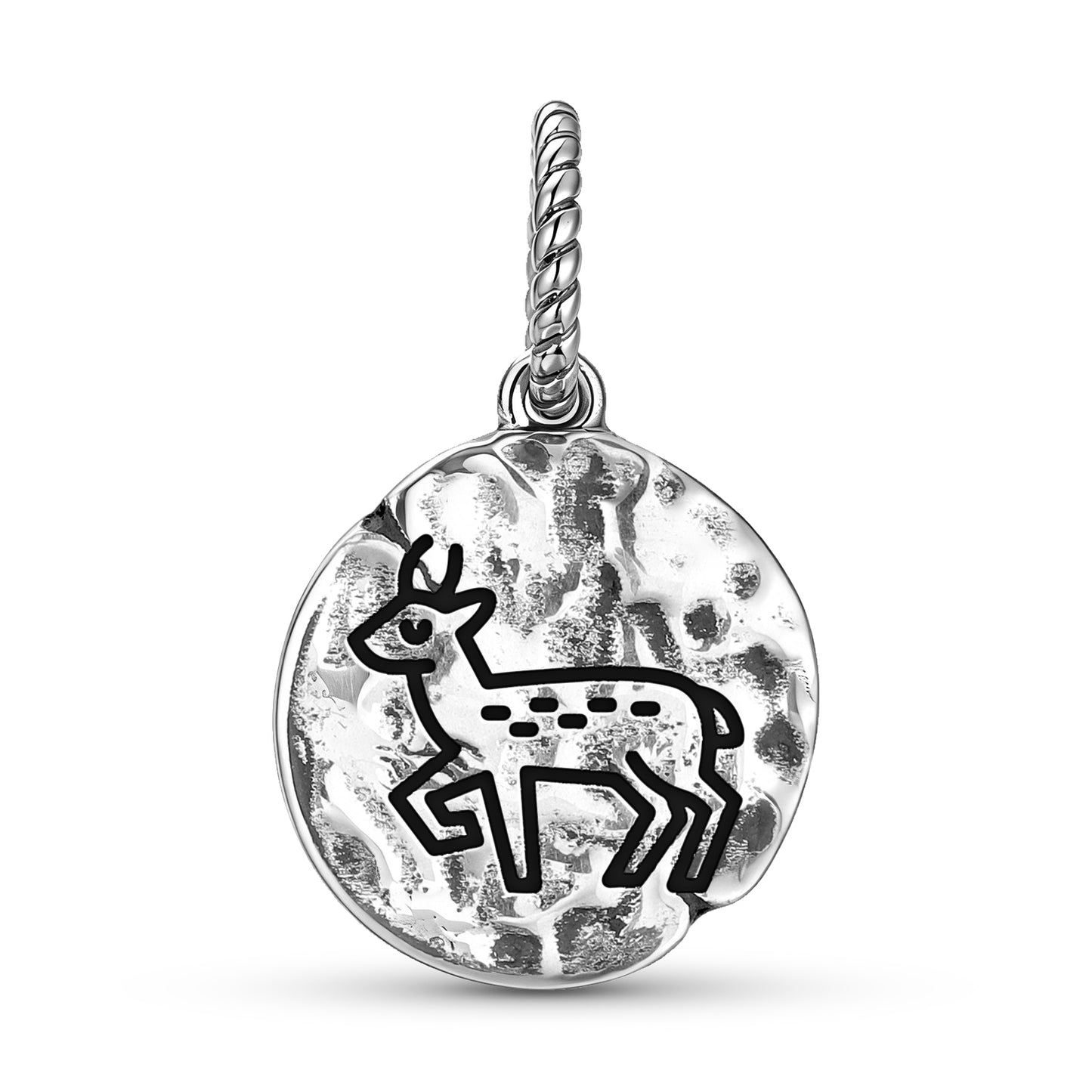 Jainism Deer Symbol Dangle Charm – 925 Sterling Silver