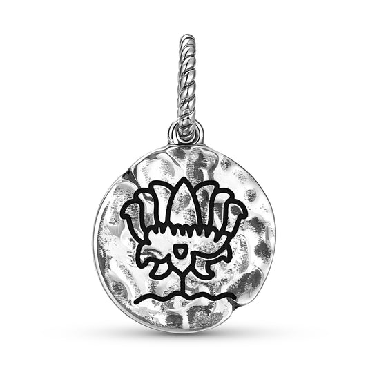 Jainism Lotus Symbol Dangle Charm – 925 Sterling Silver