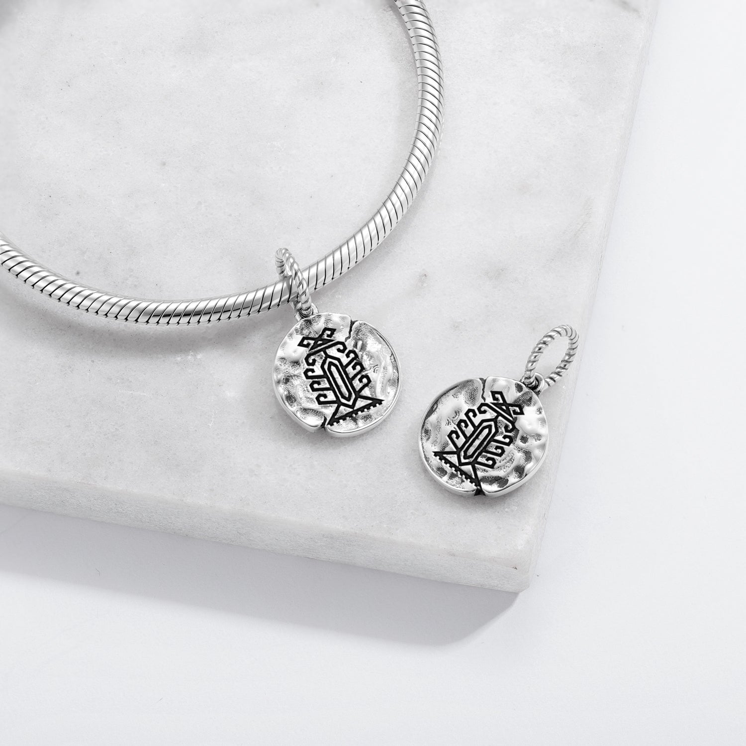 Turkish Basak Spike Symbol Dangle Charm – 925 Sterling Silver – view 2