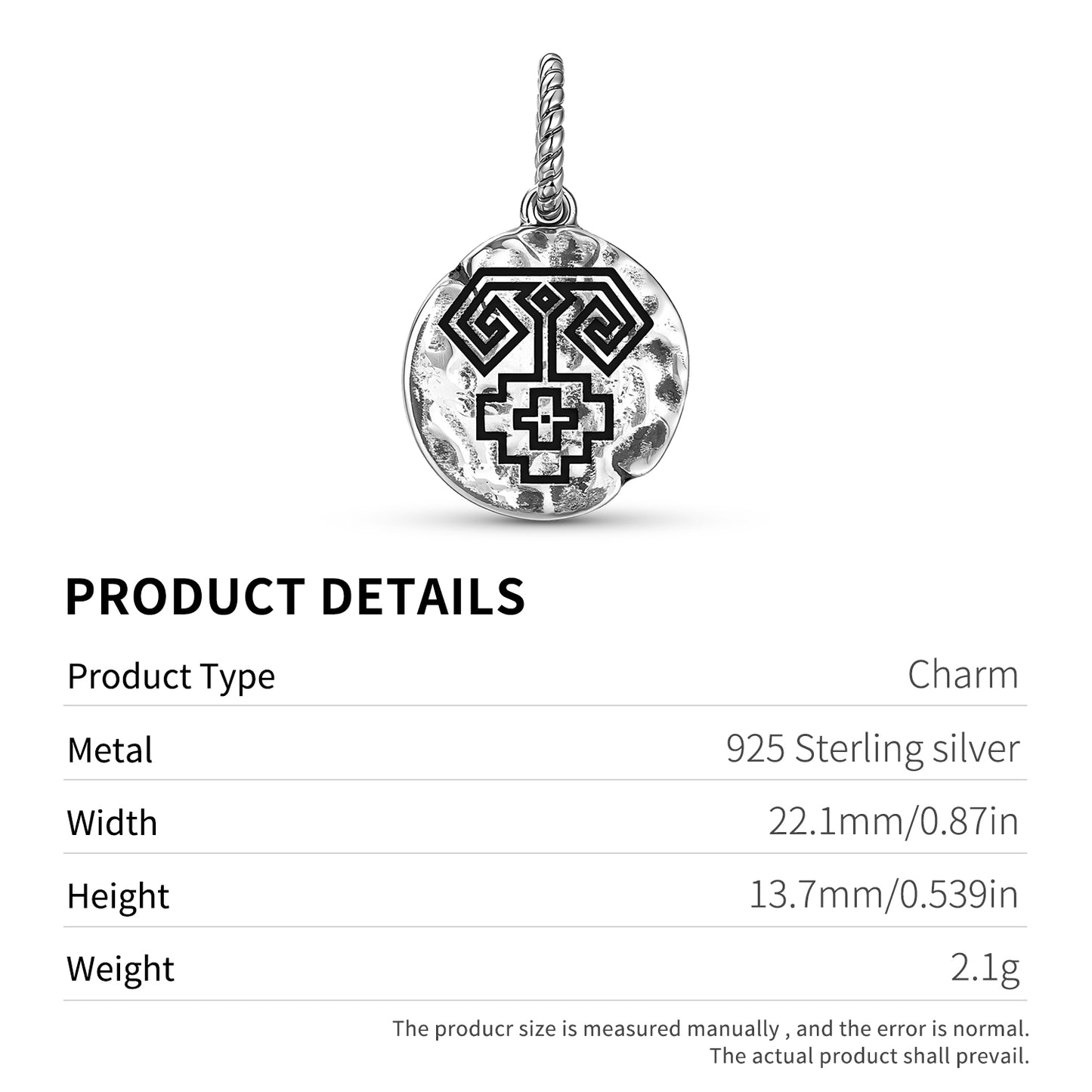 Turkish Koç Boynuzu Ram’s Horn Symbol Dangle Charm – 925 Sterling Silver – view 3