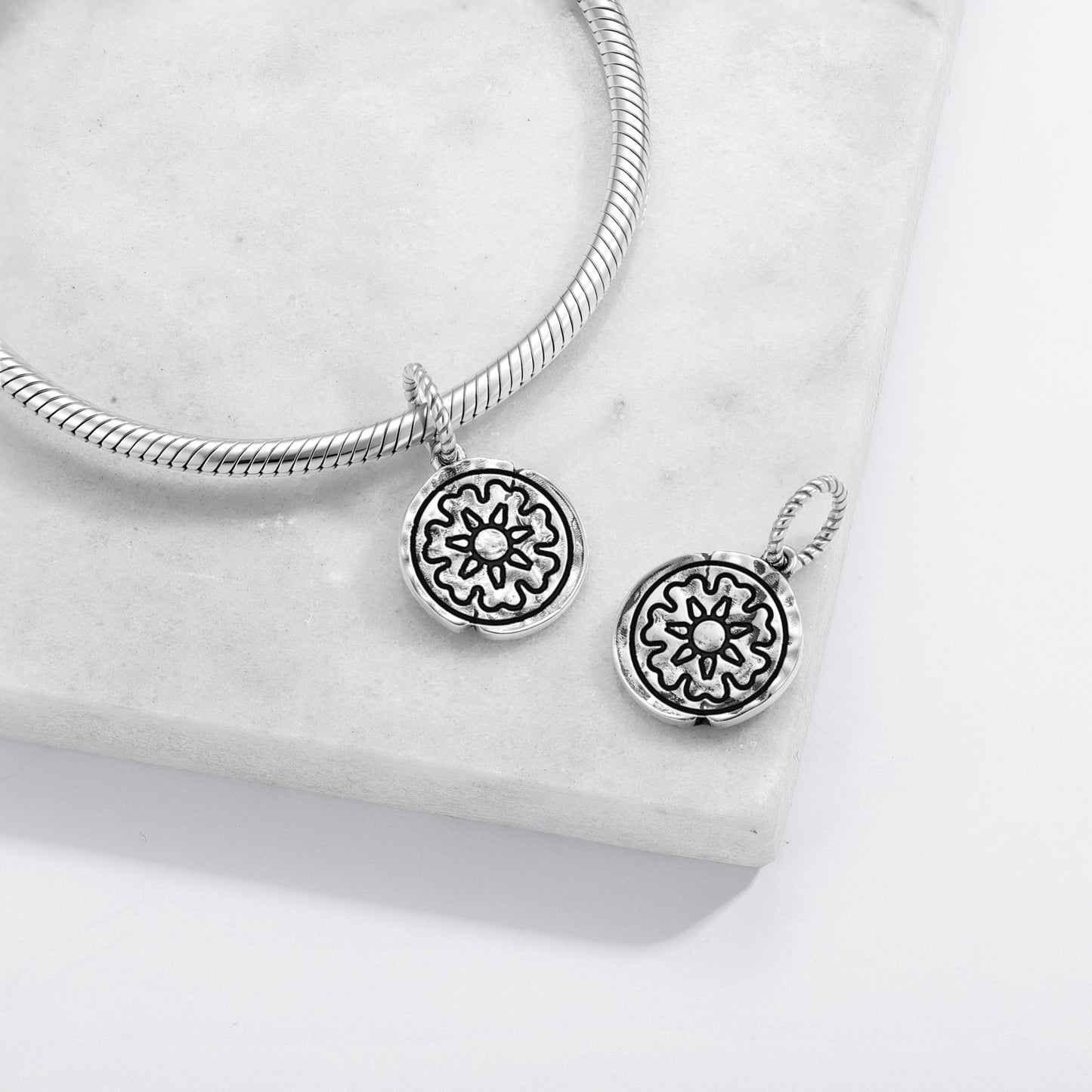 Anthroposophy Sun Seal Dangle Charm – 925 Sterling Silver – view 2