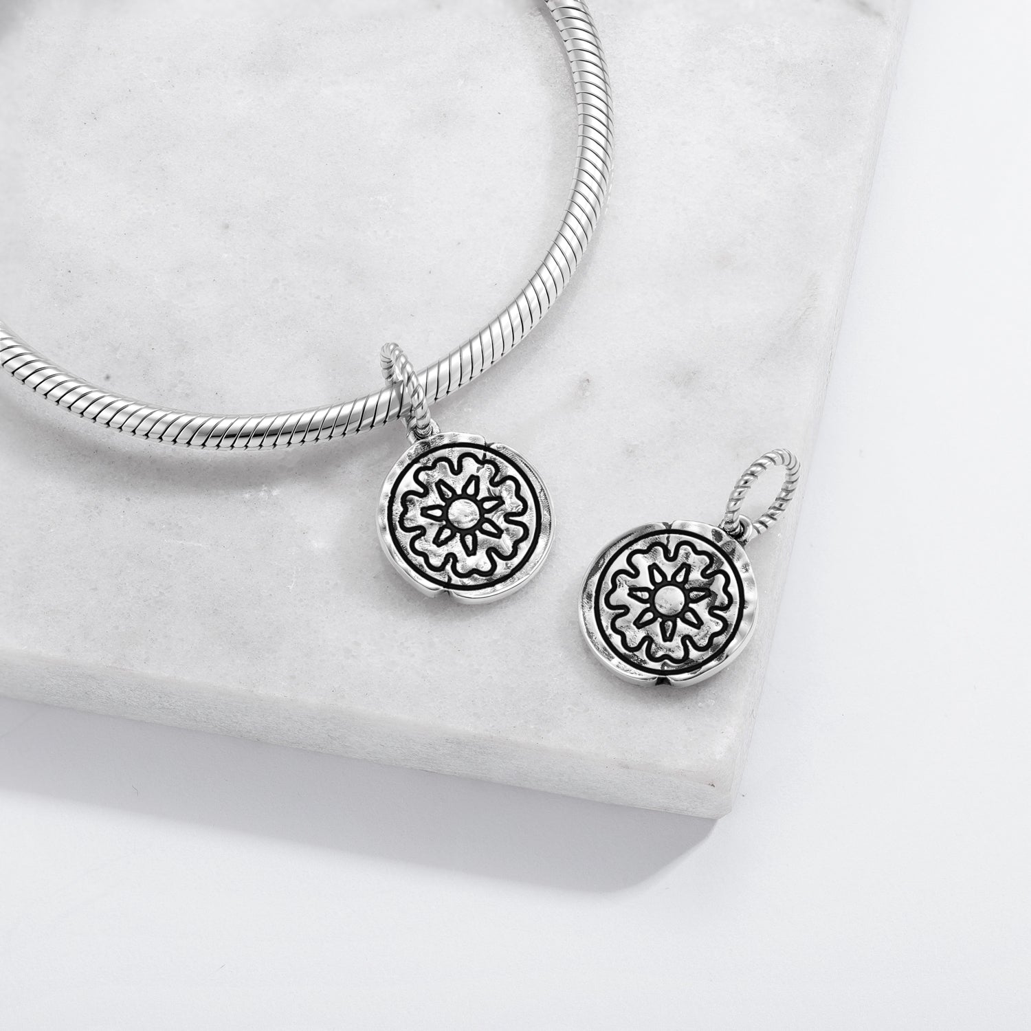 Anthroposophy Sun Seal Dangle Charm – 925 Sterling Silver – view 2