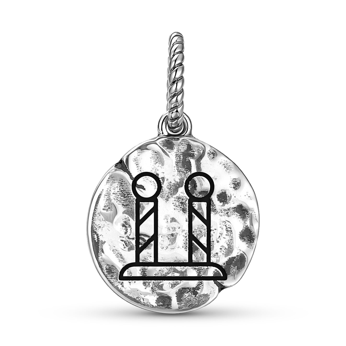 Freemasonry Two Pillars Symbol Dangle Charm – 925 Sterling Silver
