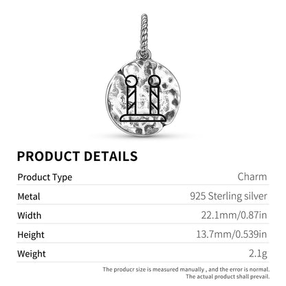Freemasonry Jachin & Boaz Pillars Dangle Charm – 925 Sterling Silver – view 3