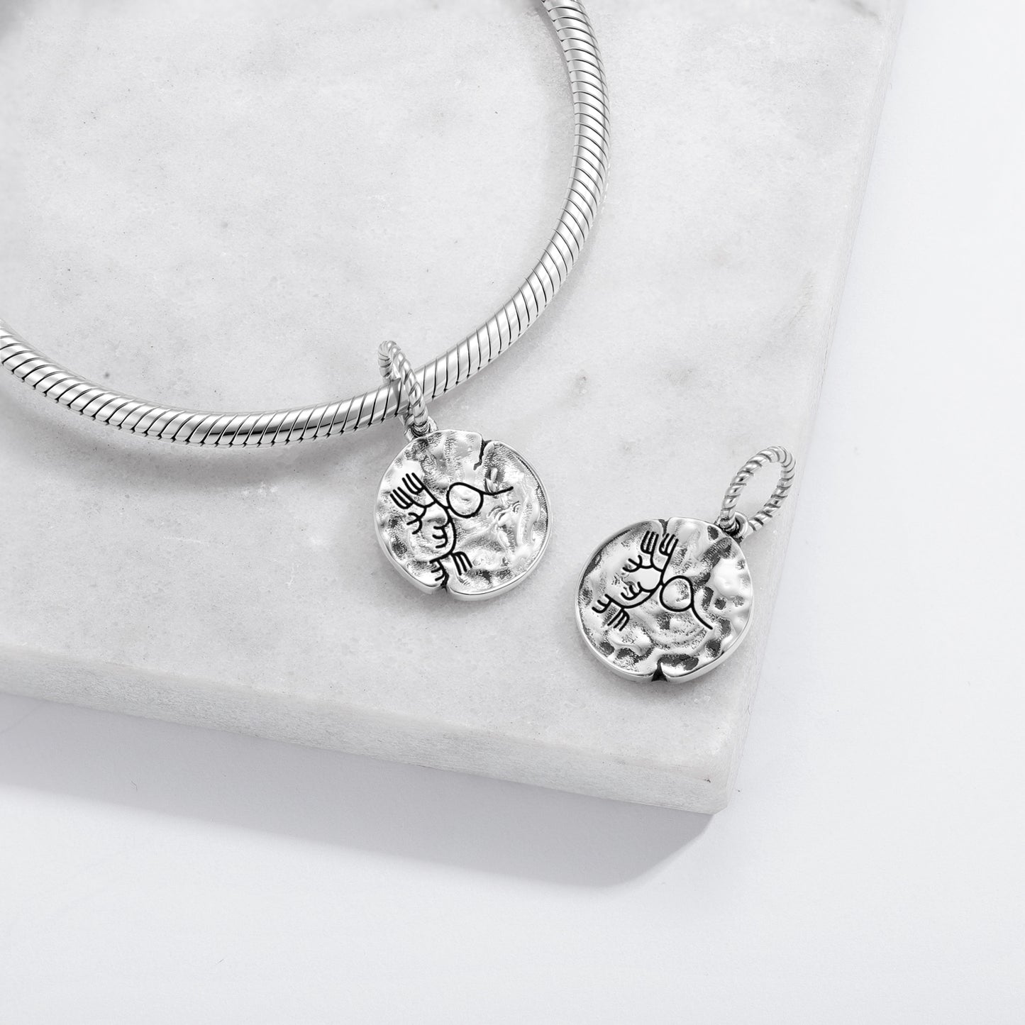 Lines Seaweed Symbol Dangle Charm – 925 Sterling Silver – view 2