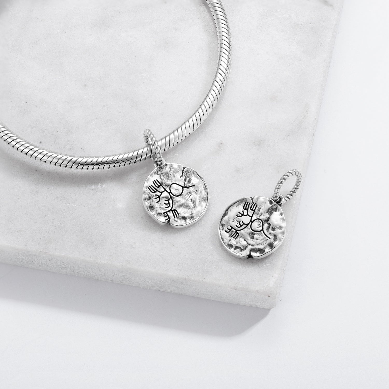 Lines Seaweed Symbol Dangle Charm – 925 Sterling Silver – view 2