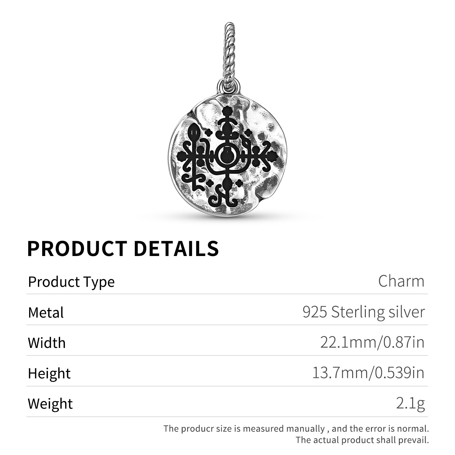Central America Symbol Dangle Charm – 925 Sterling Silver – view 3
