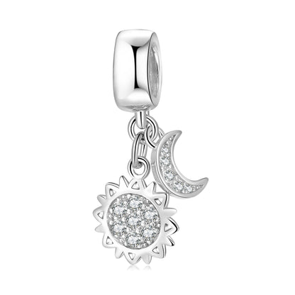 Sun & Moon Celestial Dangle Charm – 925 Sterling Silver