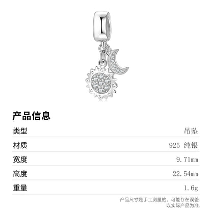 Sun & Moon Celestial Dangle Charm – 925 Sterling Silver – view 3