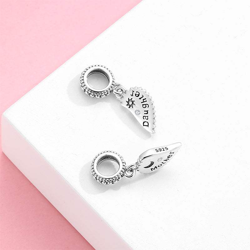 Mother-Daughter Heart Dangle Charm – 925 Sterling Silver – view 3