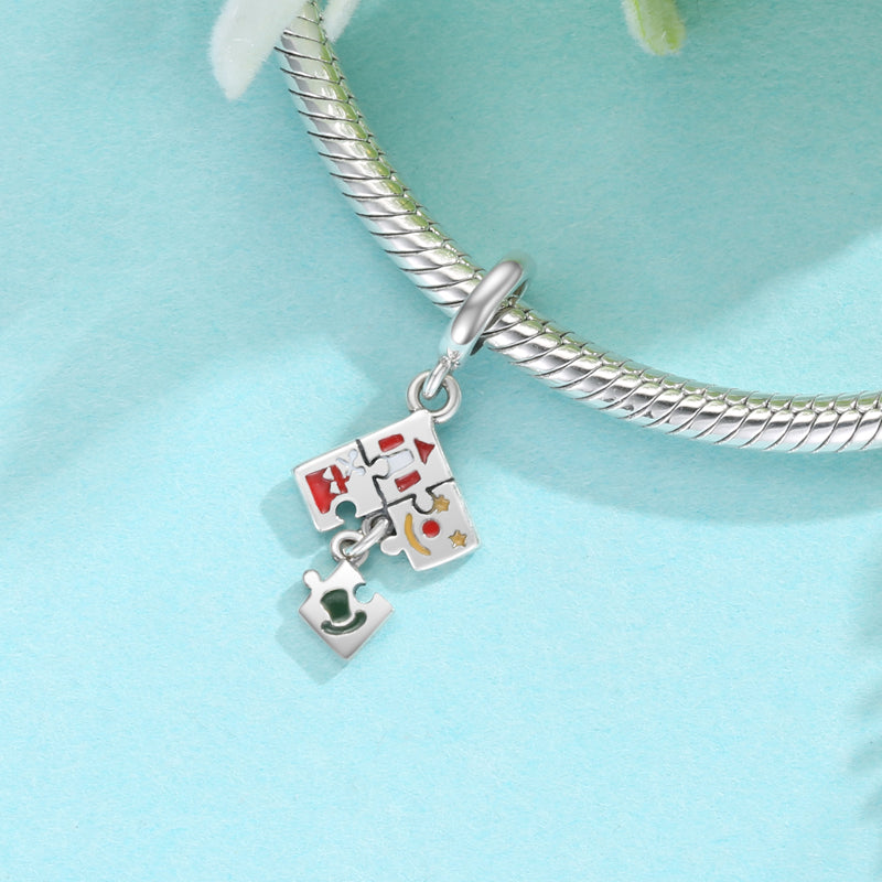 Circus Puzzle Dangle Charm – 925 Sterling Silver – view 2