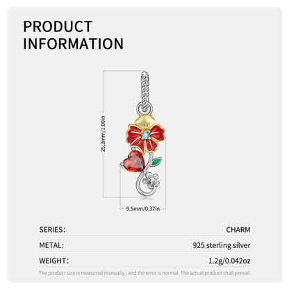 January Carnation Dangle Charm – S925 Sterling Silver – view 3