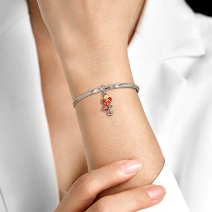 January Carnation Dangle Charm – S925 Sterling Silver – view 4