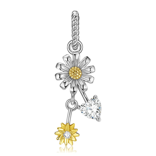 April Daisy Dangle Charm – S925 Sterling Silver