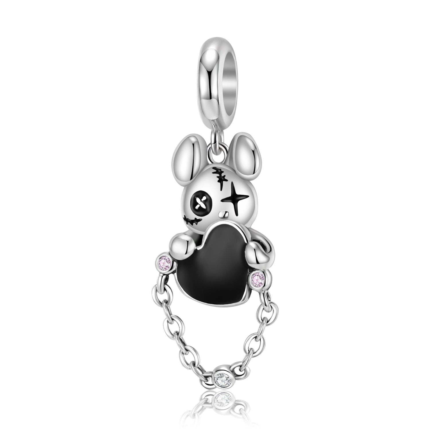Violent Teddy Bear Punk Dangle Charm – 925 Sterling Silver