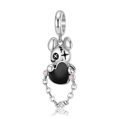 Violent Teddy Bear Punk Dangle Charm – 925 Sterling Silver
