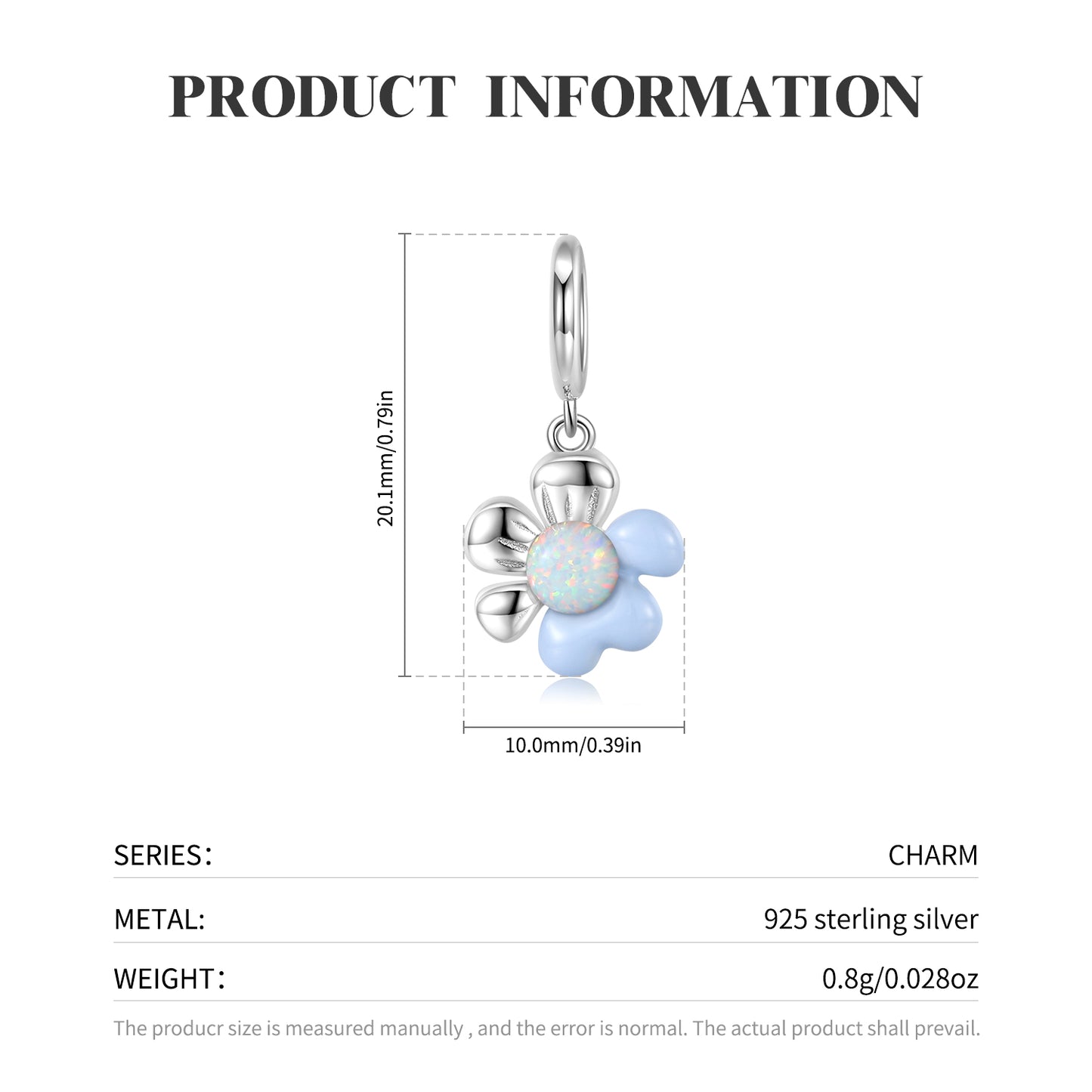Spring Flower Dangle Charm – 925 Sterling Silver – view 2