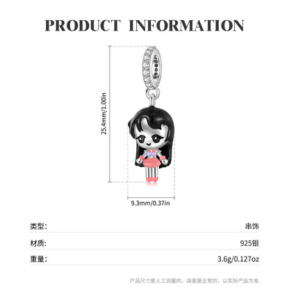 Cartoon Girl Resin Dangle Charm – 925 Sterling Silver – view 3