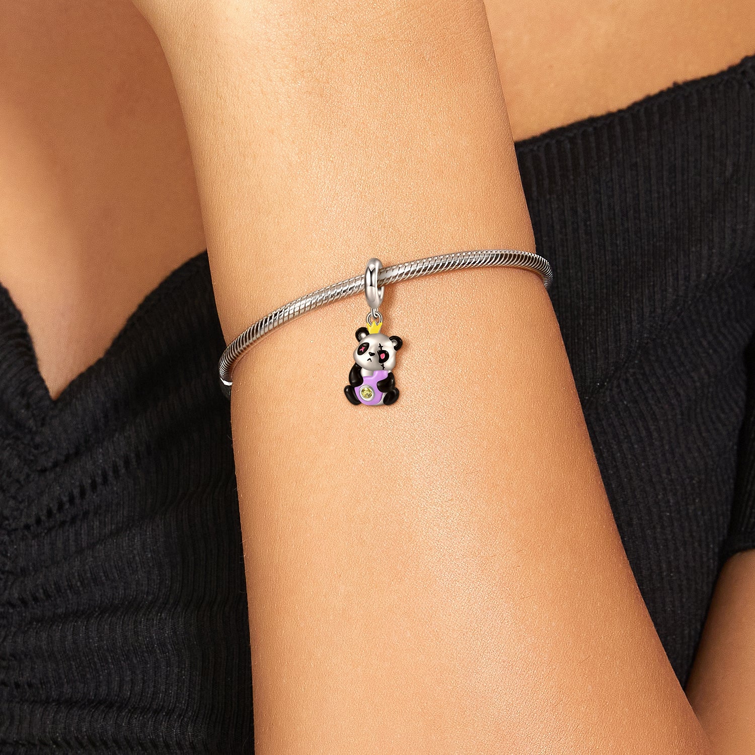 Panda Doll Dangle Charm – S925 Sterling Silver – view 3