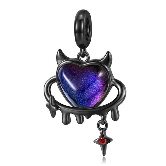 Cute Devil Heart Dangle Charm – S925 Sterling Silver