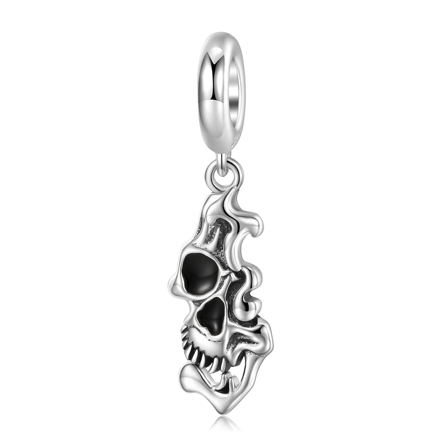 Melting Skull Gothic Dangle Charm – 925 Sterling Silver